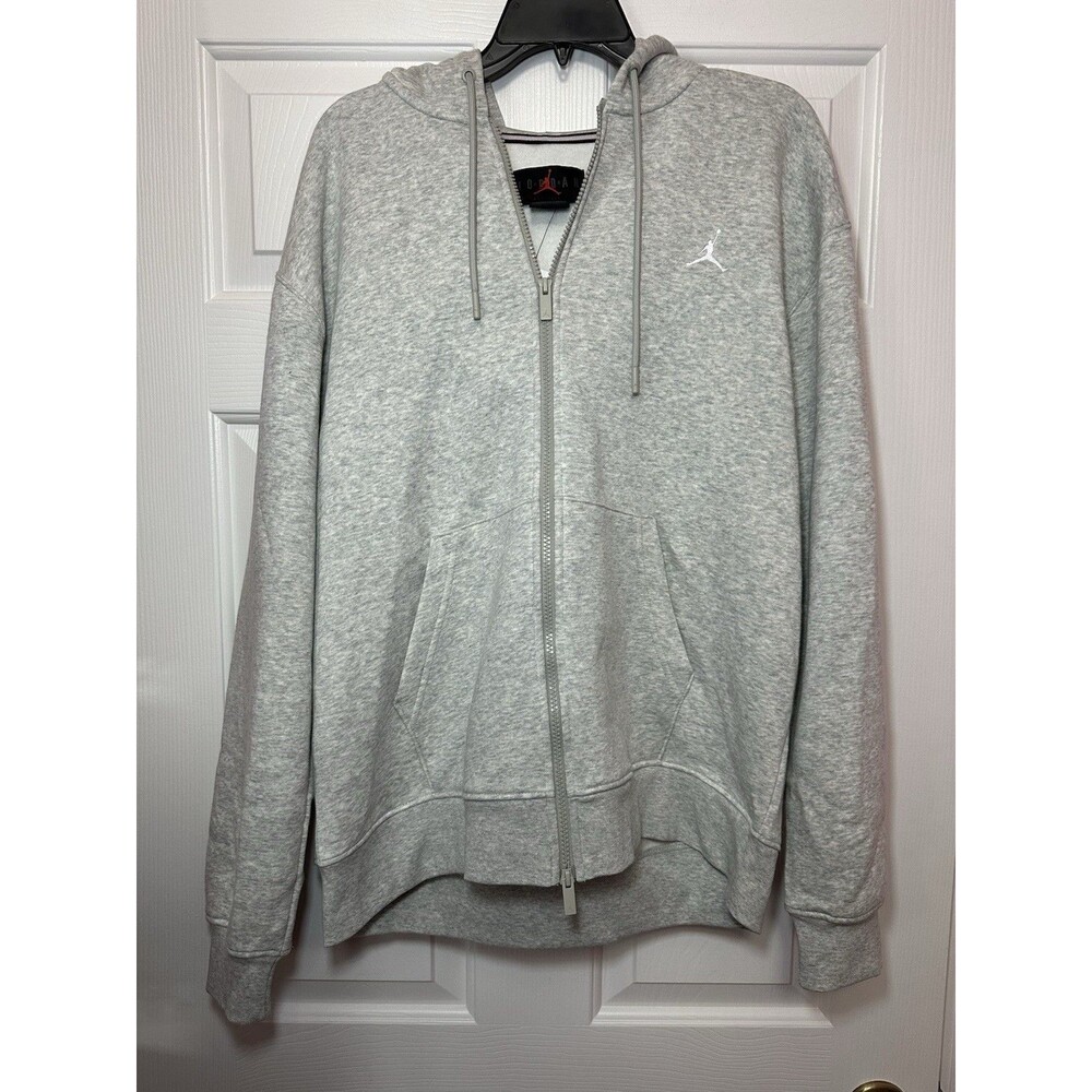 Size L Nike Air Jordan Brooklyn Fleece Zip Hoodie Grey FV7289-050 Mens NEW